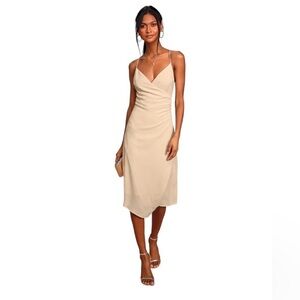 Lulus Novalee Cream Midi Surplice Backless Dress